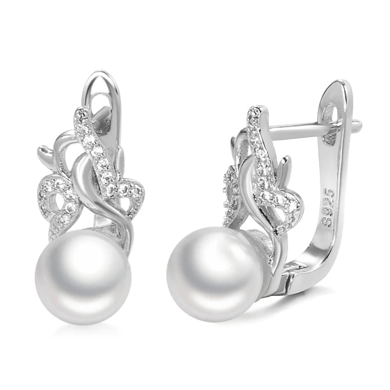 Trendy 18K Gold Pearl Stud Earrings for Women Party Accessories Natural Zircon Earrings Wedding Jewelry Crystal Gifts