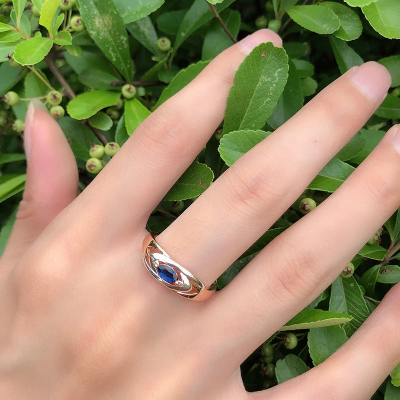 Luxury Blue Stone Earrings Ring Sets 585 Rose Gold Mixed Silver Natural Zircon Accessories Trendy Women Wedding Jewelry