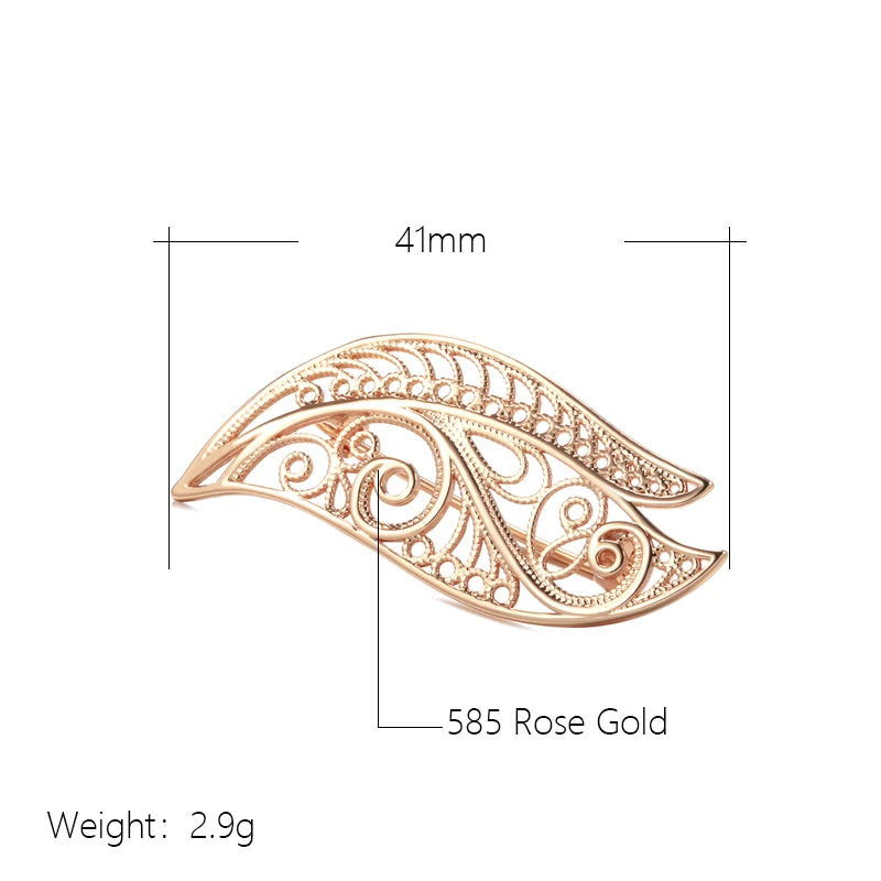New 585 Rose Gold Women Brooch Fashion Wedding Jewelry Unique Creative Modern Fine Boutonniere Hot Hollow Metal Brooch
