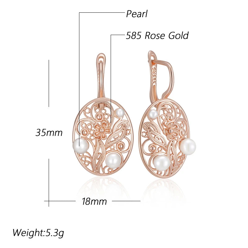 Pearl Dangle Earrings for Women Trend Glossy Metal Flower Accessories Vintage Daily Fine Jewelry