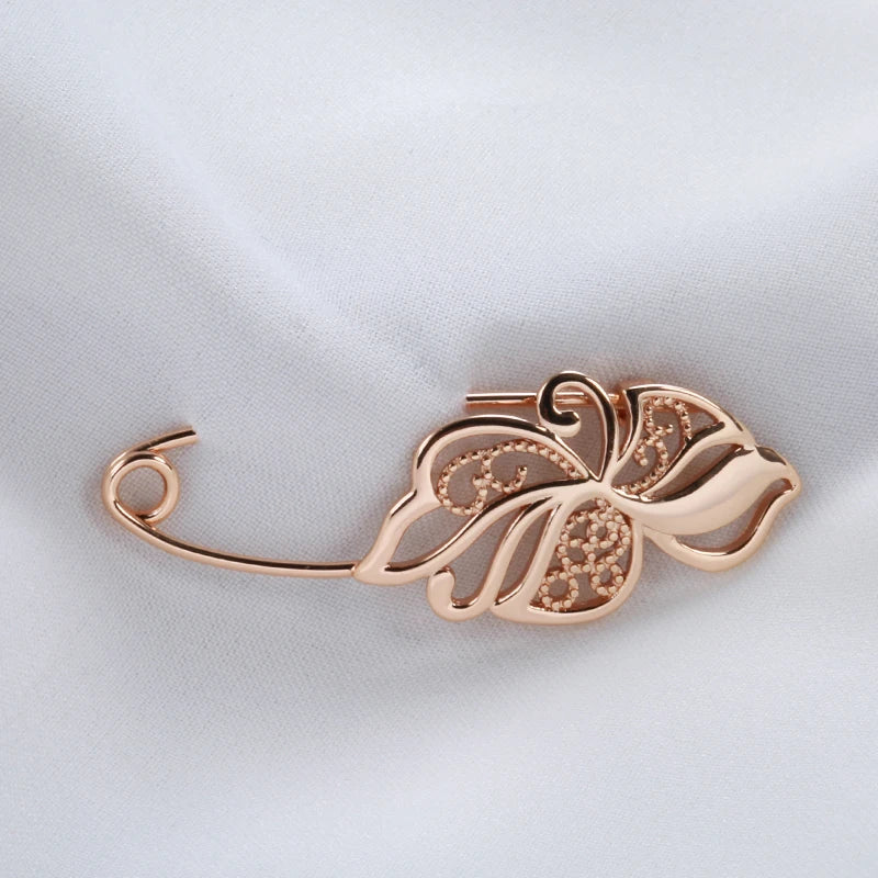 New 585 Rose Gold Women Brooch Fashion Wedding Jewelry Unique Creative Modern Fine Boutonniere Hot Hollow Metal Brooch