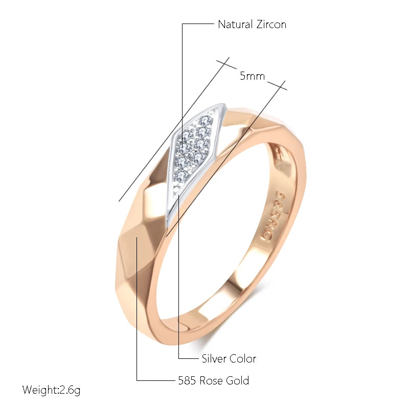 Luxury Natural Zircon  Rings for Women 585 Rose Gold Silver Color Mix Unique Design Fine Daily Jewelry
