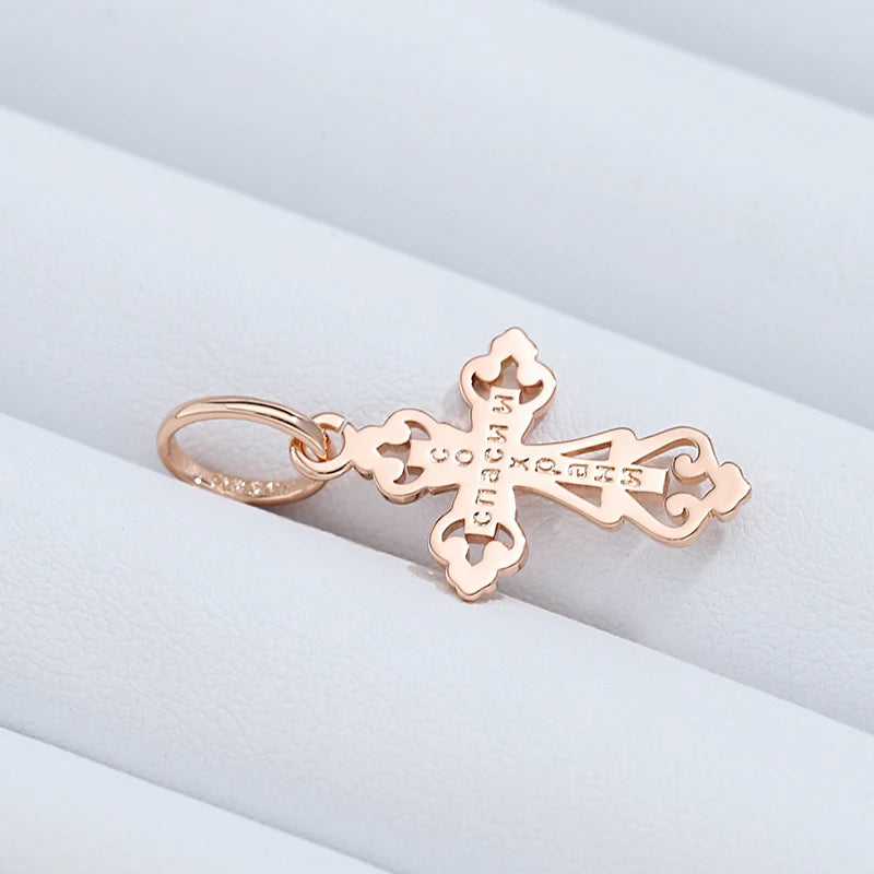  Rose Gold Cross Pendant Necklace for Women Men Charm Daily Fine Jewelry