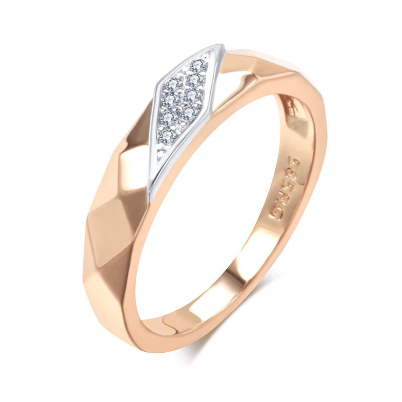 Luxury Natural Zircon  Rings for Women 585 Rose Gold Silver Color Mix Unique Design Fine Daily Jewelry