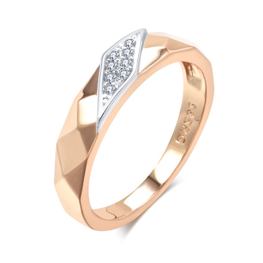 Luxury Natural Zircon  Rings for Women 585 Rose Gold Silver Color Mix Unique Design Fine Daily Jewelry