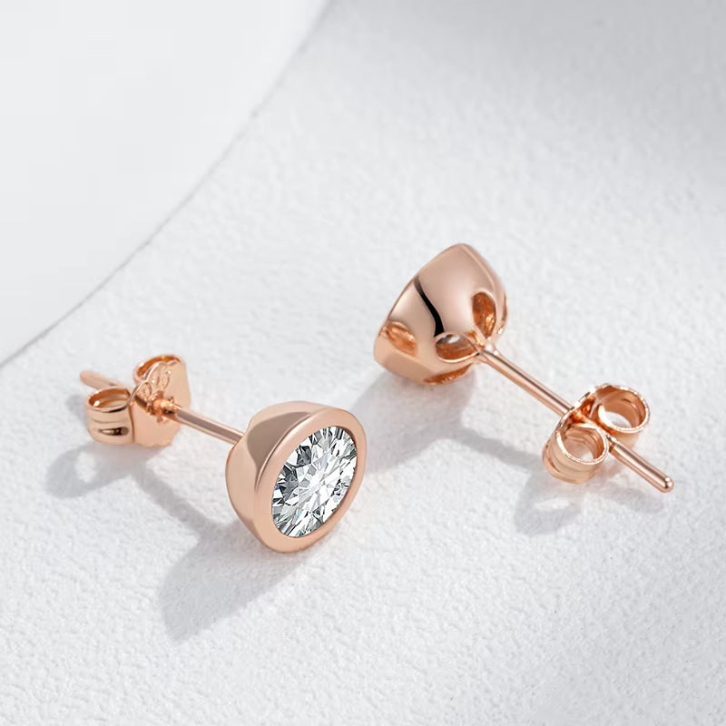 Stud Earrings for Women Simple 585 Rose Gold Color round Earrings High Quality Daily Fine Jewelry