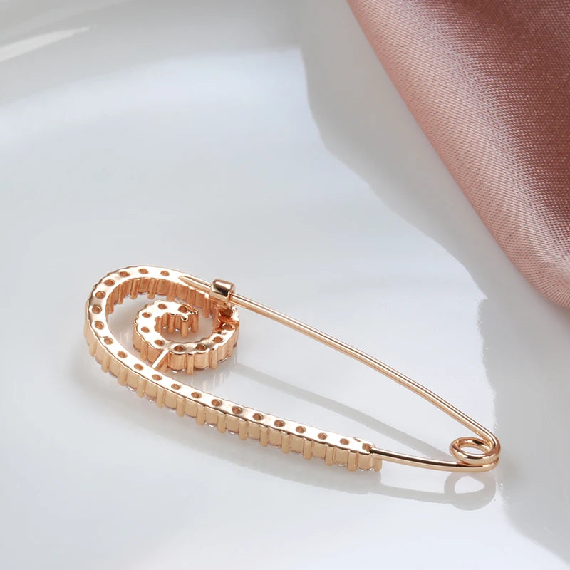 New 585 Rose Gold Fine Brooch for Women Creative Fashion Wedding Jewelry Unique Hollow Natural Zircon Boutonniere 2022 Hot