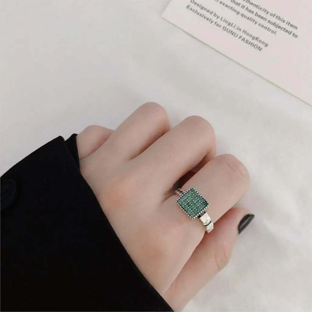 925 Sterling Silver Emerald Rings for Women Minimalist Style Fine Jewelry Luxury Natural Zircon Bride Wedding Ring