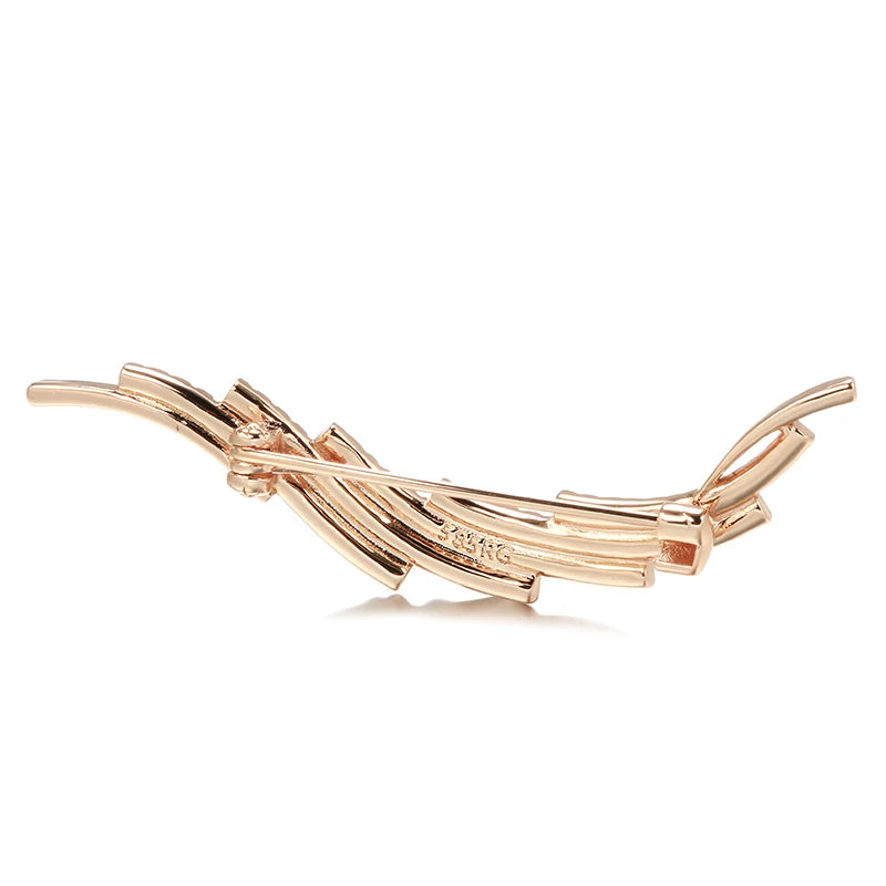 New 585 Rose Gold Fine Brooch for Women Creative Fashion Wedding Jewelry Unique Hollow Natural Zircon Boutonniere 2022 Hot