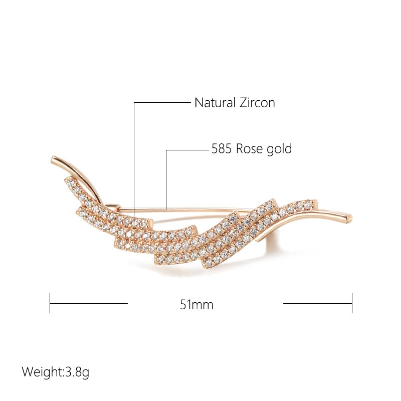 New 585 Rose Gold Fine Brooch for Women Creative Fashion Wedding Jewelry Unique Hollow Natural Zircon Boutonniere 2022 Hot