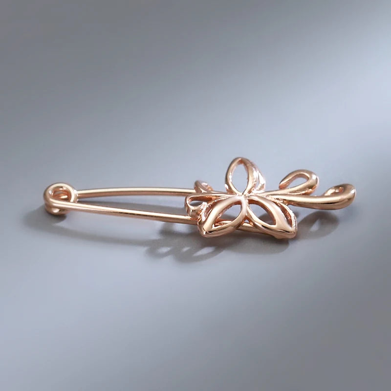 New Fashion 585 Rose Gold Women Brooch Wedding Jewelry Unique Creative Modern Fine Boutonniere Hot Hollow Metal Brooch