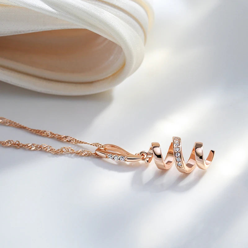 Geometry Rotate Pendant Necklace for Women Natural Zircon Accessories Trend Daily Jewelry
