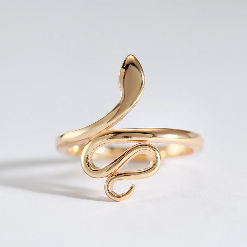 Snake Rings for Women 585 Rose Gold with Natural Zircon Heavy Metals Punk Rock Ring Vintage Animal Jewelry 