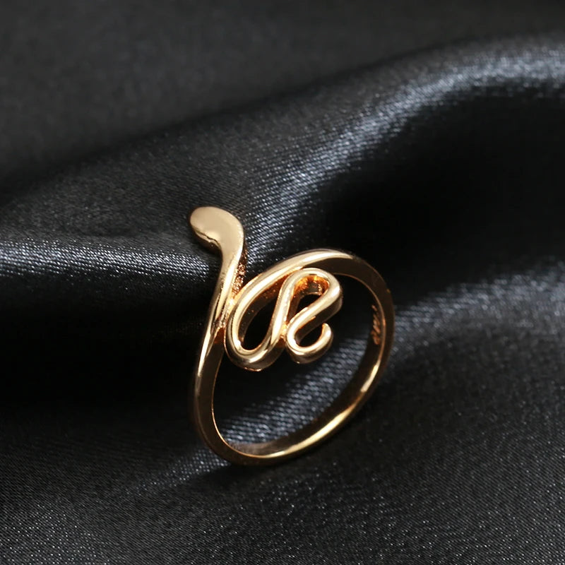 Snake Rings for Women 585 Rose Gold with Natural Zircon Heavy Metals Punk Rock Ring Vintage Animal Jewelry 