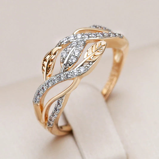 Hot 585 Rose Gold Silver Color Mix Vintage Flowers Rings for Women Fashion Natural Zircon Accessories Daily Fine Jewelry