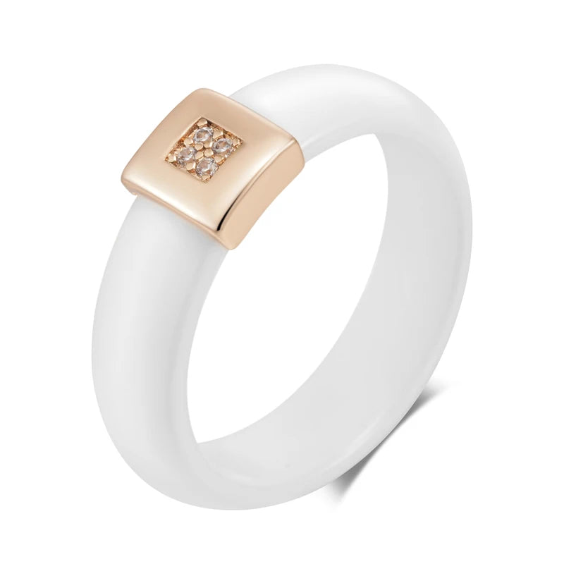 Black Beauty Ceramics Ring for Women Fashion 585 Rose Gold Color Natural Zircon Accessories High Quality Daily Fine Jewelry