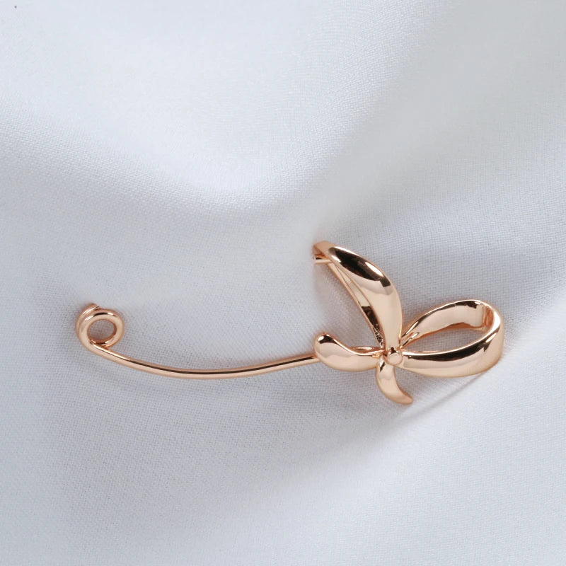 New 585 Rose Gold Women Brooch Fashion Wedding Jewelry Unique Creative Hollow Metal Bowknot Boutonniere Fine Hot Brooch