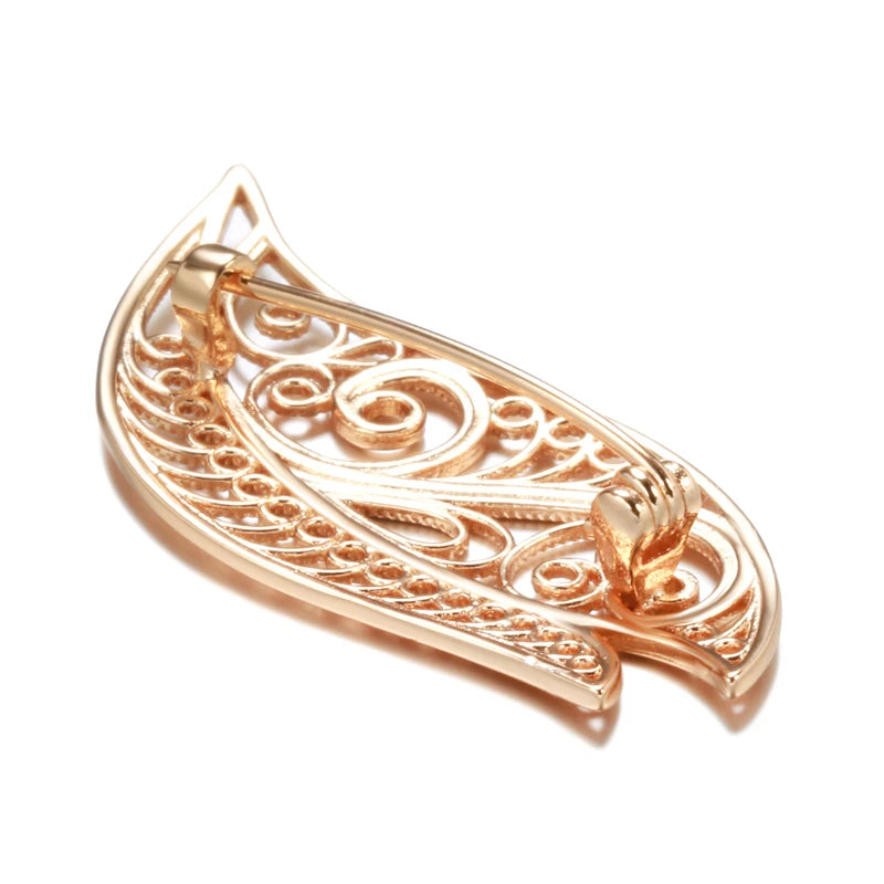 New 585 Rose Gold Women Brooch Fashion Wedding Jewelry Unique Creative Modern Fine Boutonniere Hot Hollow Metal Brooch