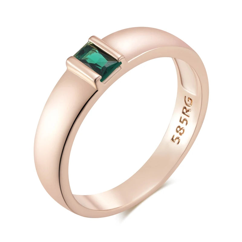 Simple Ring for Women Fashion Square Green Natural Zircon Accessories Vintage Wedding Jewelry