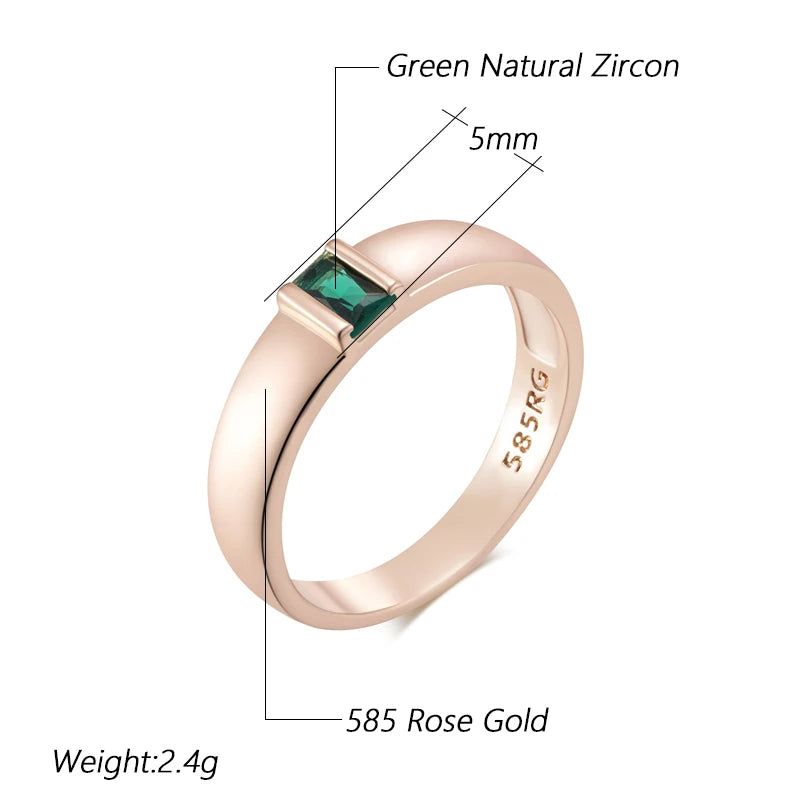 Simple Ring for Women Fashion Square Green Natural Zircon Accessories Vintage Wedding Jewelry