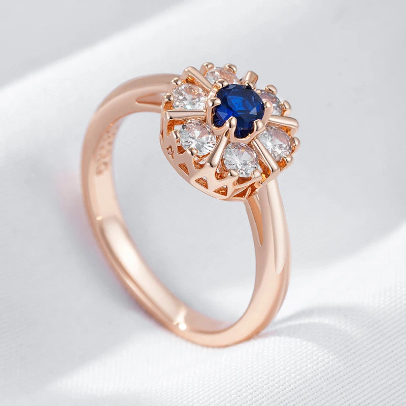 English Flower Ring for Women Trend 585 Rose Gold Color Accessories High Quality Daily Jewelry