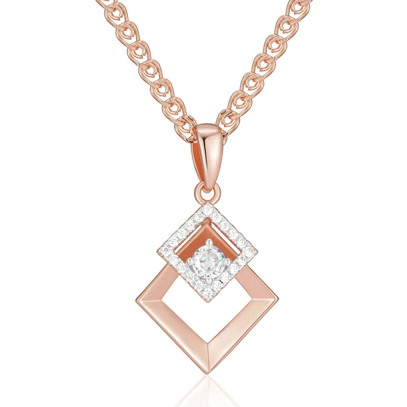 Hot Fashion 585 Rose Gold Silver Color Mix Pendant Necklace for Women Shiny Natural Zircon Accessories Daily Fine Jewelry