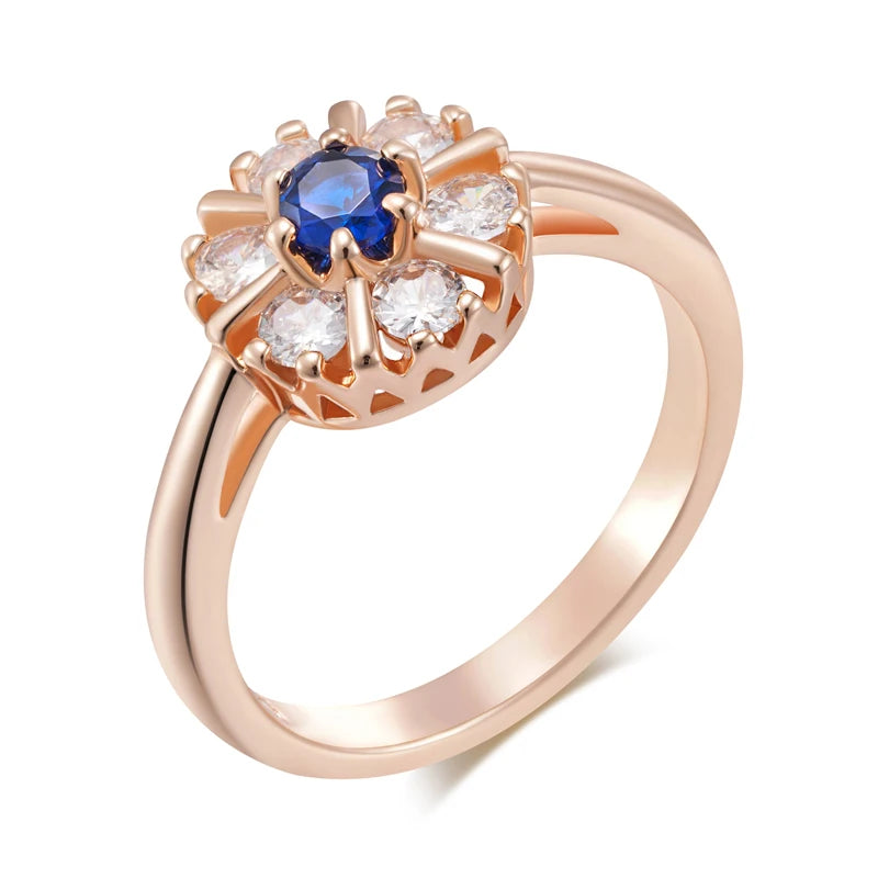 English Flower Ring for Women Trend 585 Rose Gold Color Accessories High Quality Daily Jewelry