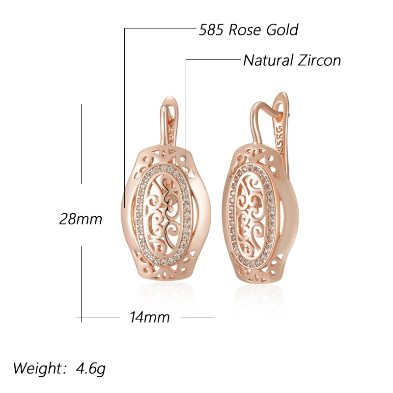 Ethnic Bride Drop Earrings for Women Hollow Pattern Natural Zircon Accessories Daily Fine Jewelry