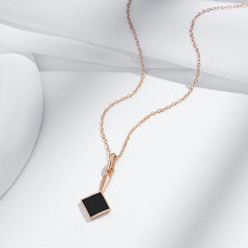 Black is Black Stone Pendant Necklace for Women Fashion 585 Rose Gold Color Accessories High Quality Daily Fine Jewelry