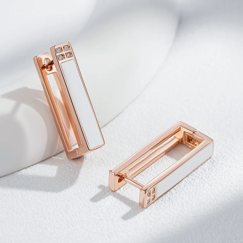 White Enamel Drop Earrings for Women Girl Wedding Party Natural Zircon Eardrop Jewelry