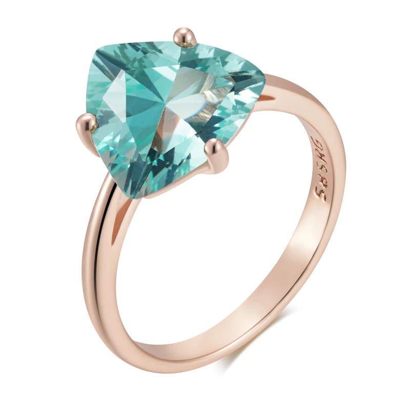 Hot Simple Romantic Green Natural Zircon Bridal Wedding Rings Luxury 585 Rose Gold Color Daily Fine Jewelry Women Gift
