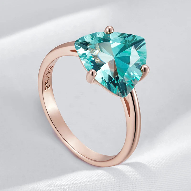 Hot Simple Romantic Green Natural Zircon Bridal Wedding Rings Luxury 585 Rose Gold Color Daily Fine Jewelry Women Gift