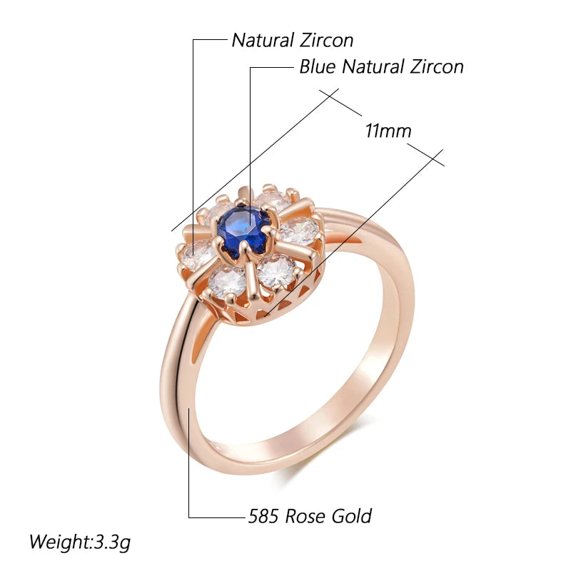 English Flower Ring for Women Trend 585 Rose Gold Color Accessories High Quality Daily Jewelry
