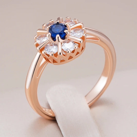 English Flower Ring for Women Trend 585 Rose Gold Color Accessories High Quality Daily Jewelry