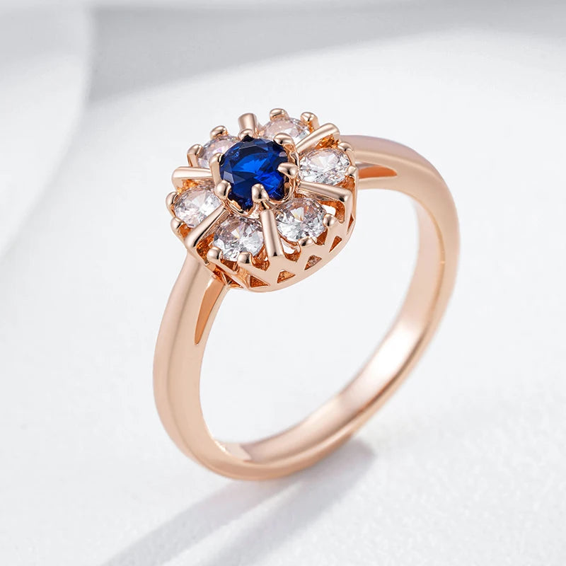 English Flower Ring for Women Trend 585 Rose Gold Color Accessories High Quality Daily Jewelry