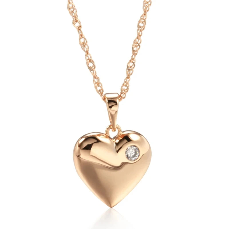 New Heart Pendant Necklace for Women Luxury Natural Zircon with 585 Rose Gold Color Modern Party Wedding Daily Jewelry