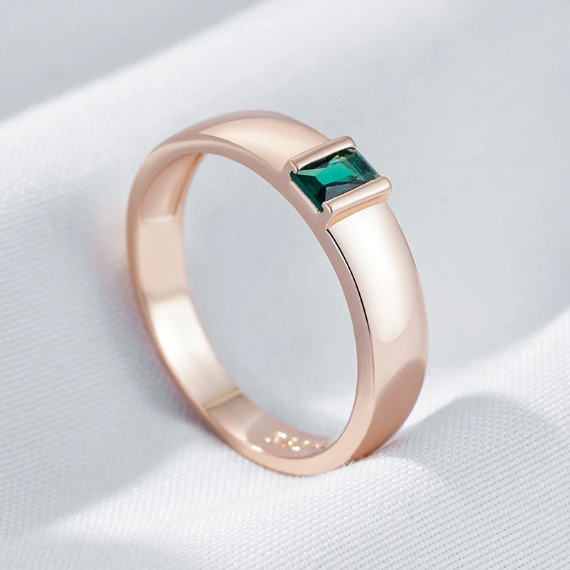 Simple Ring for Women Fashion Square Green Natural Zircon Accessories Vintage Wedding Jewelry