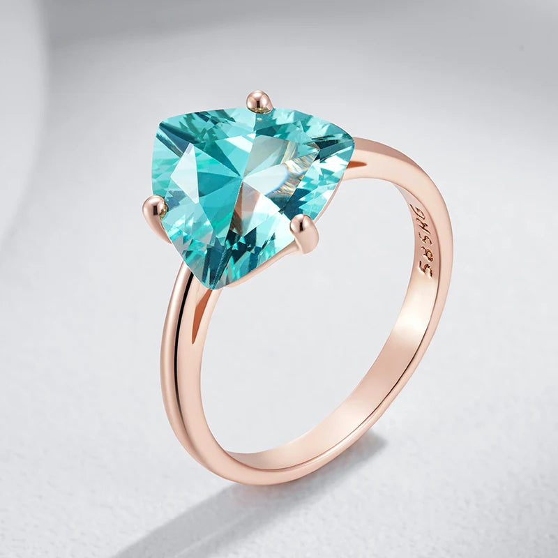 Hot Simple Romantic Green Natural Zircon Bridal Wedding Rings Luxury 585 Rose Gold Color Daily Fine Jewelry Women Gift