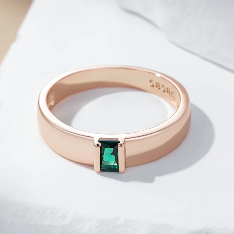 Simple Ring for Women Fashion Square Green Natural Zircon Accessories Vintage Wedding Jewelry