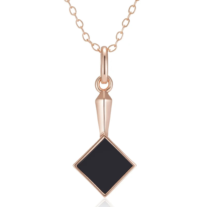 Black is Black Stone Pendant Necklace for Women Fashion 585 Rose Gold Color Accessories High Quality Daily Fine Jewelry