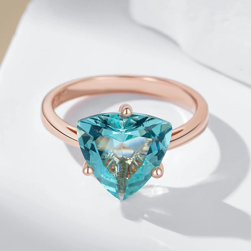 Hot Simple Romantic Green Natural Zircon Bridal Wedding Rings Luxury 585 Rose Gold Color Daily Fine Jewelry Women Gift