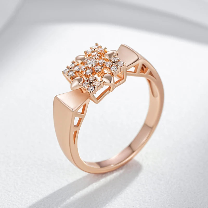 Crystal Flower Ring for Women Shiny Natural Zircon Ethnic Bride Accessories Daily Fine Jewelry
