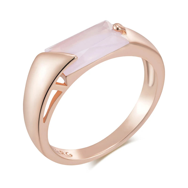 Pink Natural Zircon Ring for Women 585 Rose Gold Color Exquisite Wedding Accessories Daily Fine Jewelry