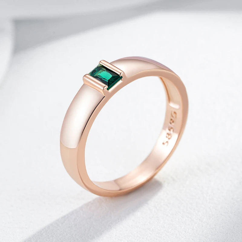 Simple Ring for Women Fashion Square Green Natural Zircon Accessories Vintage Wedding Jewelry