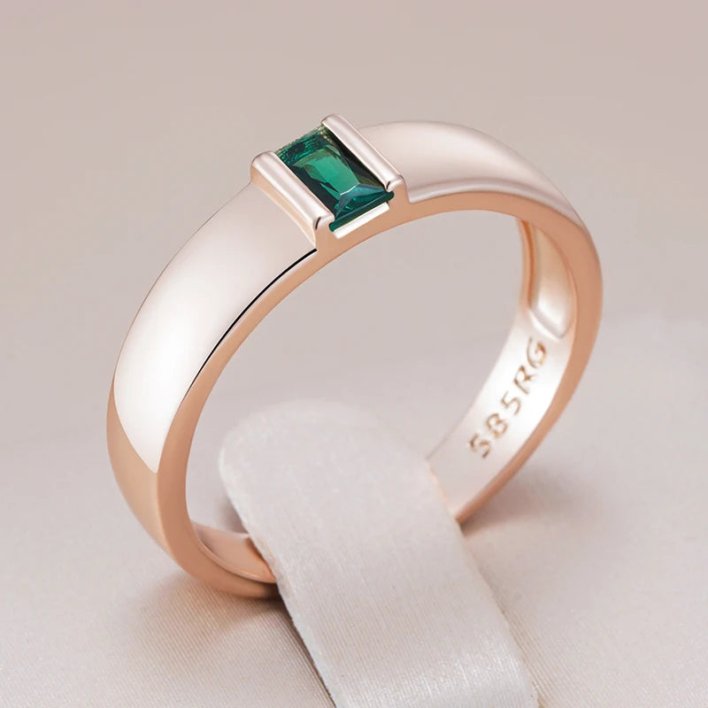 Simple Ring for Women Fashion Square Green Natural Zircon Accessories Vintage Wedding Jewelry