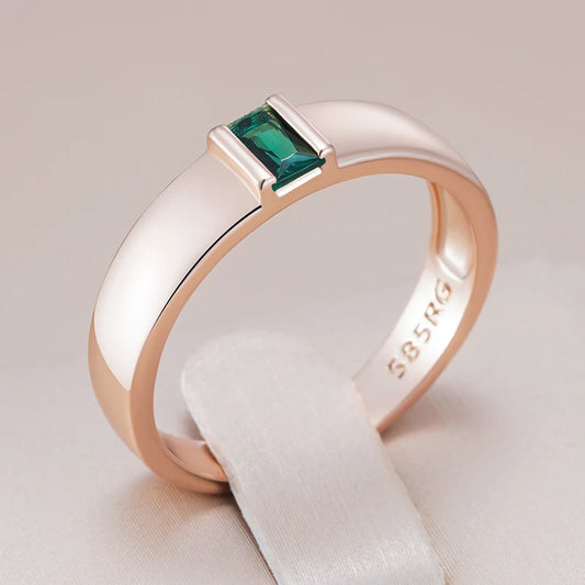 Simple Ring for Women Fashion Square Green Natural Zircon Accessories Vintage Wedding Jewelry