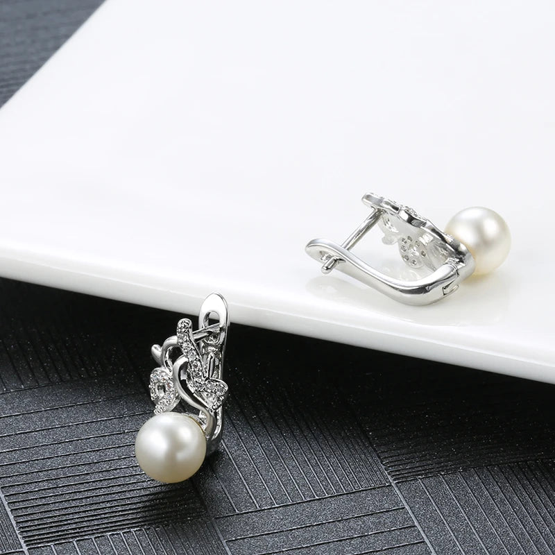 Trendy 18K Gold Pearl Stud Earrings for Women Party Accessories Natural Zircon Earrings Wedding Jewelry Crystal Gifts