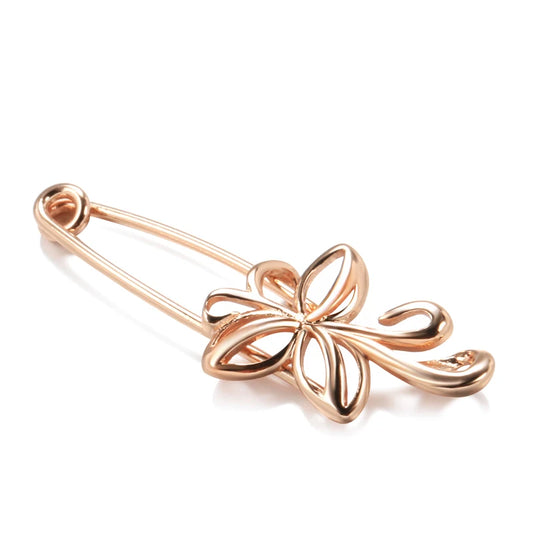 New Fashion 585 Rose Gold Women Brooch Wedding Jewelry Unique Creative Modern Fine Boutonniere Hot Hollow Metal Brooch