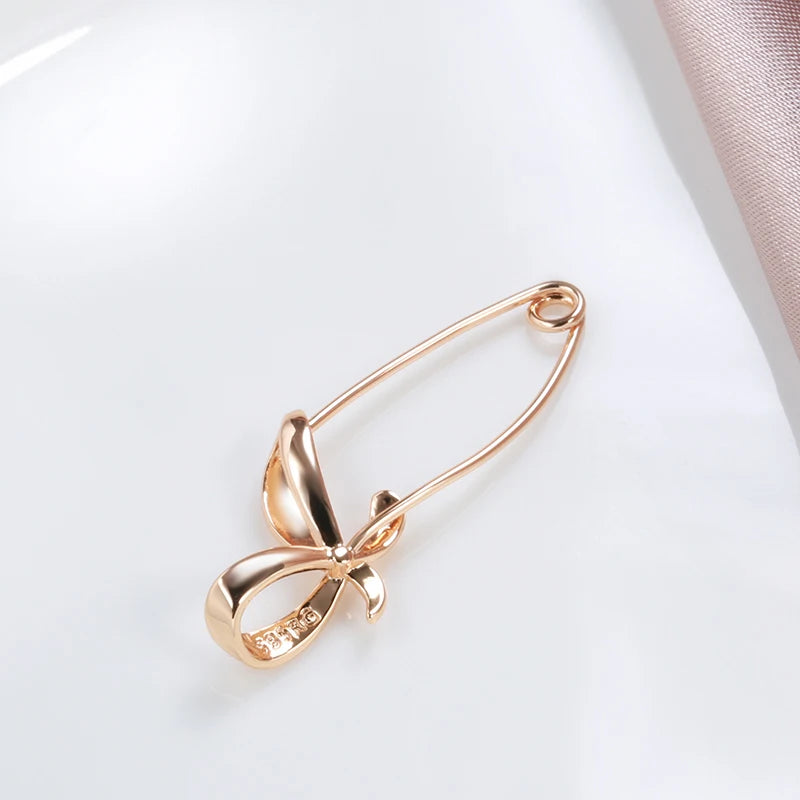 New 585 Rose Gold Women Brooch Fashion Wedding Jewelry Unique Creative Hollow Metal Bowknot Boutonniere Fine Hot Brooch
