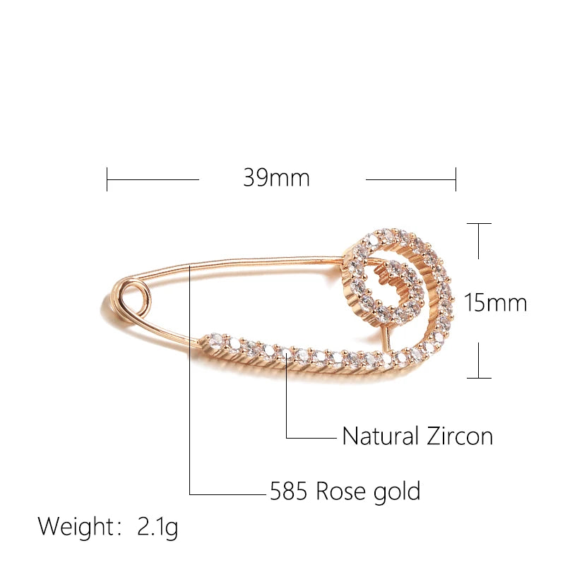 New 585 Rose Gold Fine Brooch for Women Creative Fashion Wedding Jewelry Unique Hollow Natural Zircon Boutonniere 2022 Hot